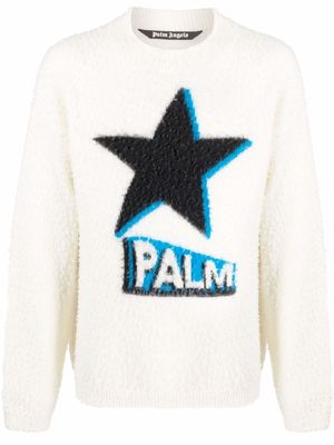 Palm Angels Rockstar knitted jumper - White