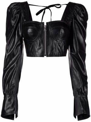 Manokhi cropped leather corset blouse - Black