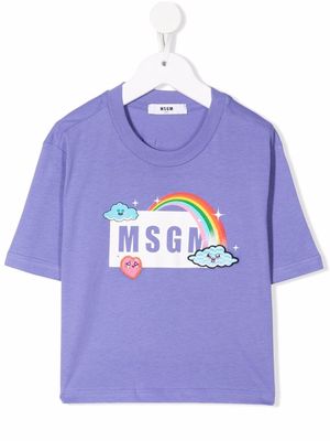 MSGM Kids logo-print cotton T-shirt - Purple