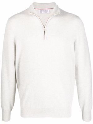 Brunello Cucinelli zip-up cashmere jumper - Grey