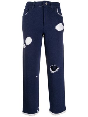 Barrie denim-inspired knitted boyfriend trousers - Blue