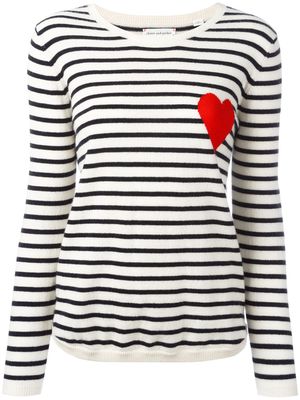Chinti and Parker Breton stripe heart jumper - CREAM/NAVY/RED