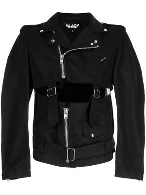 Black Comme Des Garçons belted cut-out biker jacket