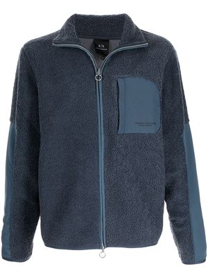 Armani Exchange contrast-trimmed fleece jacket - Blue