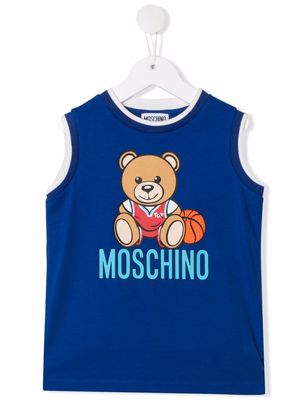 Moschino Kids logo-print cotton vest - Blue