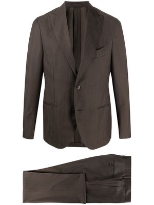 Dell'oglio tonal stripe single breasted suit - Brown