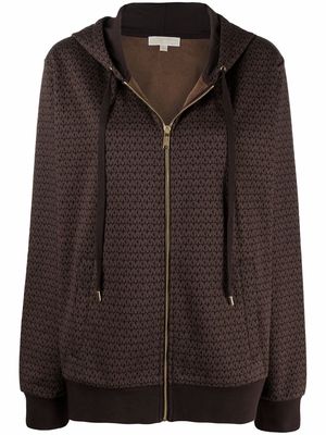 Michael Michael Kors monogram-print zip-up hoodie - Brown