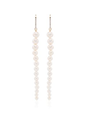 Mateo 14Kt gold pearl and diamond drop earrings - WHITE YELLOW GOLD