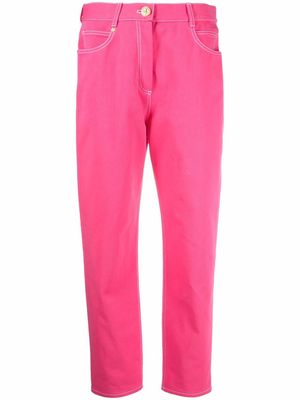 Balmain x Barbie straight-leg top stitched jeans - Pink