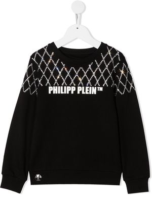 Philipp Plein Junior rhinestone-embellished sweatshirt - Black