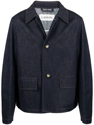 LANVIN logo-embossed buttons denim jacket - Blue