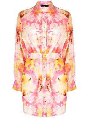 Dsquared2 tie-dye print fitted-waist shirt dress - 001S MULTICOLOR