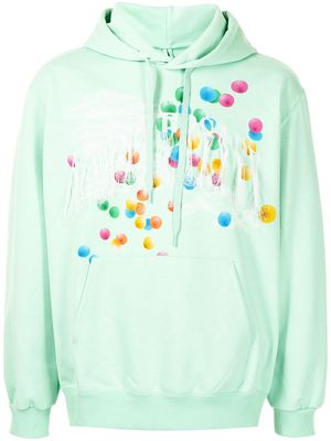 Doublet graphic-print fringed hoodie - Green