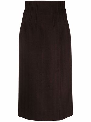 Alexander McQueen high-waisted slit-detail skirt - Brown