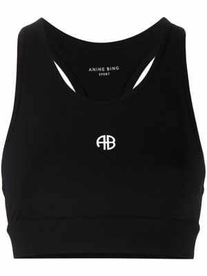 ANINE BING logo-print sports bra - Black