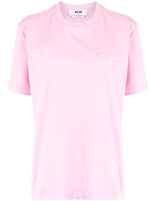 MSGM chest-logo crew neck T-shirt - Pink