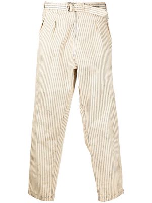Maison Margiela distressed pinstripe trousers - Neutrals