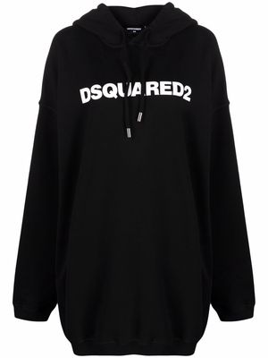 Dsquared2 logo-print hooded sweatshirt dress - Black