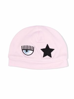 Chiara Ferragni Kids Eyestar embroidered cotton hat - Pink