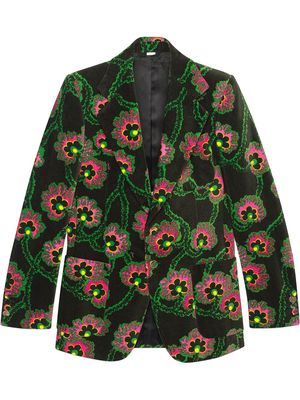 Gucci x Ken Scott floral print velvet jacket - Black