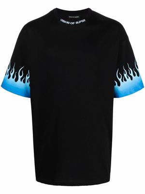 Vision Of Super flame-print cotton T-shirt - Black