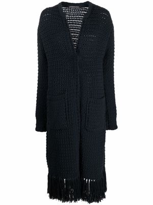 Antonino Valenti chunky-knit frayed-edge cardi-coat - Blue