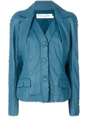 Christian Dior 2000s pre-owned zigzag-trim jacket - Blue
