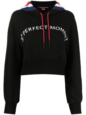 Perfect Moment cropped logo-print hoodie - Black