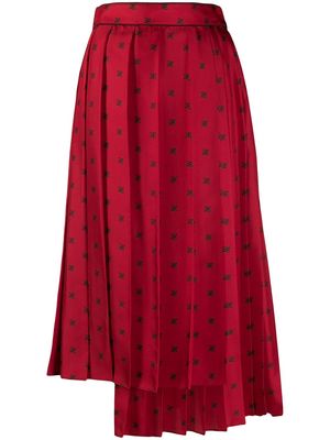 Fendi Karligraphy motif pleated skirt - Red