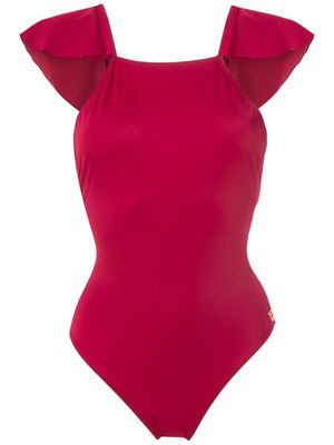Brigitte ruffled back swimsuitsw - Red