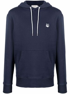 Maison Kitsuné logo-patch cotton hoodie - Blue