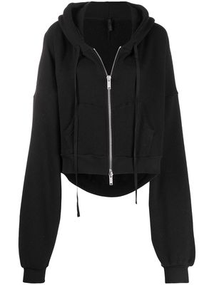 UNRAVEL PROJECT cropped zip-up hoodie - Black