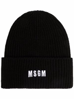 MSGM logo-embroidered beanie - Black