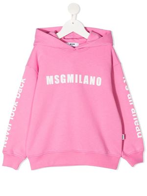 MSGM Kids logo-print cotton hoodie - Pink