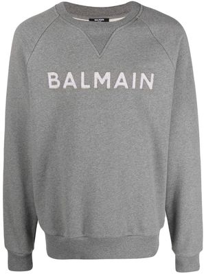 Balmain logo-appliqué sweatshirt - Grey