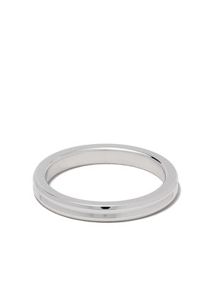 Le Gramme 18kt white polished gold Horizontal Guilloche ring