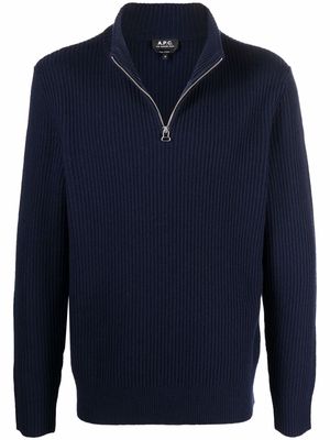 A.P.C. ribbed-knit wool jumper - Blue