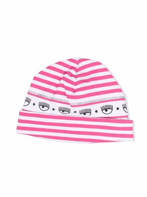 Chiara Ferragni Kids striped print beanie - Pink