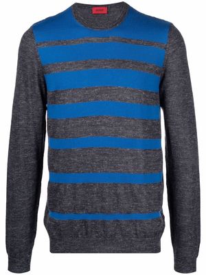 BOSS striped-knit jumper - Grey