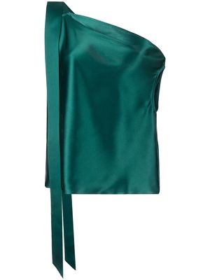 Michelle Mason silk off-shoulder draped top - Blue
