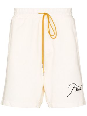 Rhude logo-embroidered track shorts - White
