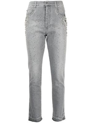 Ermanno Scervino crystal-embellished slim-fit jeans - Grey