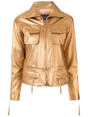 Olympiah metallic-effect zip-up leather jacket - Gold