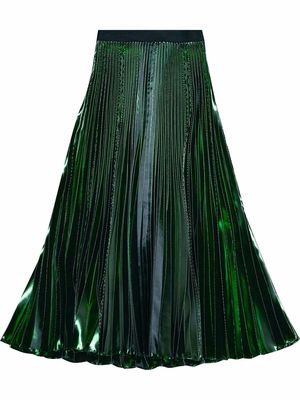 Christopher Kane pleated lamé-effect skirt - Green