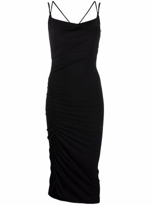 THE ANDAMANE spaghetti strap fitted dress - Black