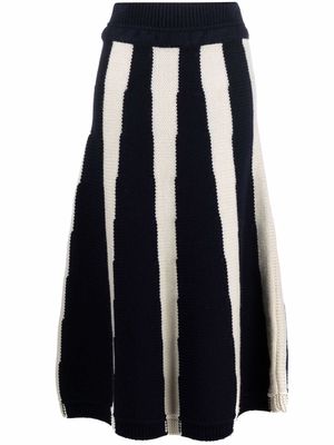 AMI AMALIA stripe-pattern knitted skirt - Neutrals