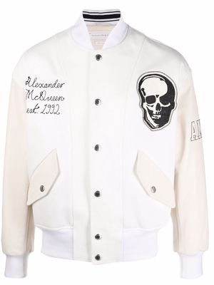 Alexander McQueen logo-print bomber jacket - Neutrals