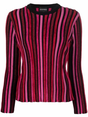 Emporio Armani striped-knit jumper - Pink
