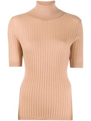 Cashmere In Love ribbed roll-neck Victoria sweater - Neutrals