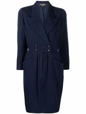 Chanel Pre-Owned 1980s peak lapels double-breasted dress - Blue